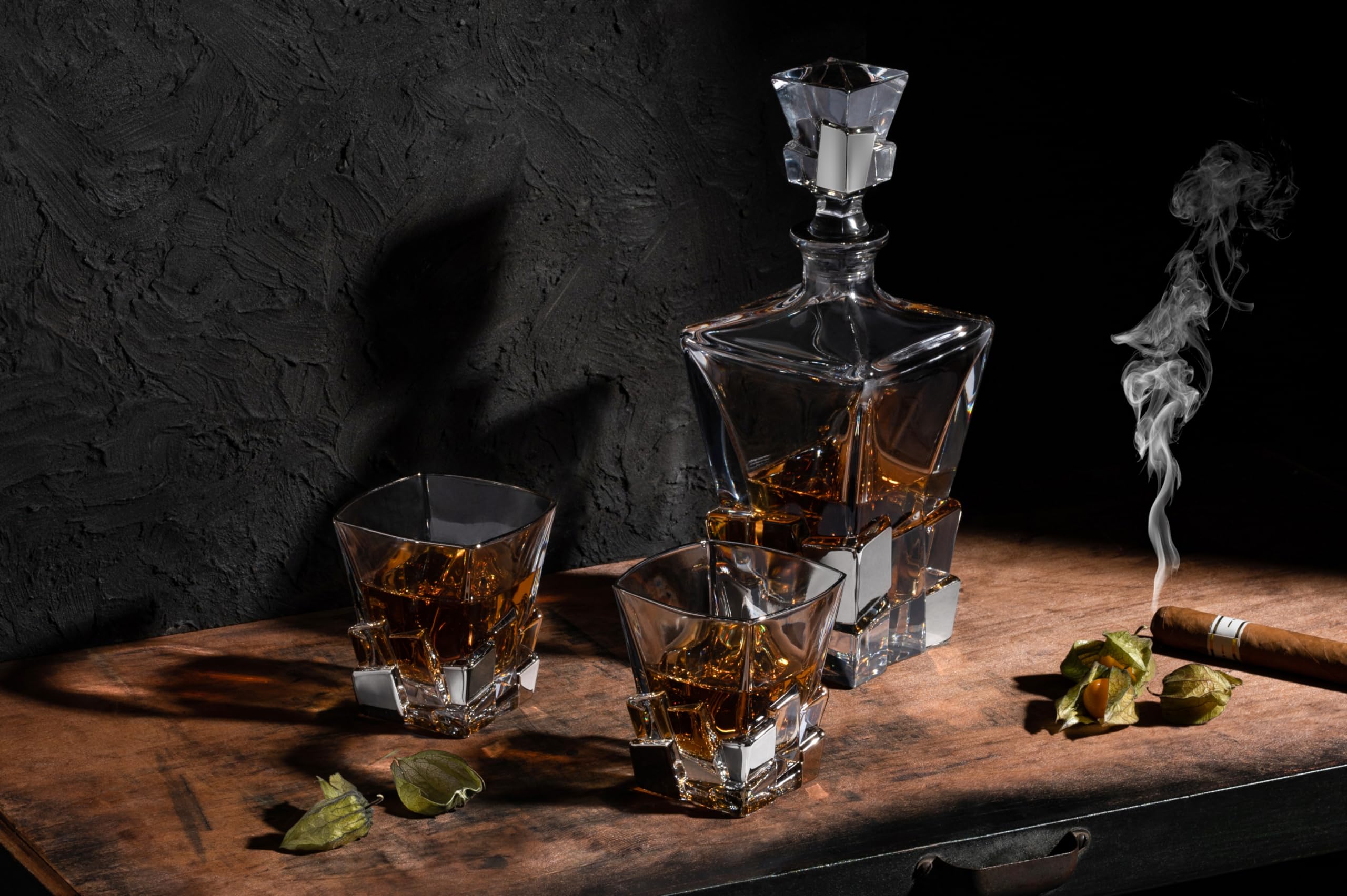 Barski - European Quality Glass - Crystal - Set Of 6 - Square Shaped - Double Old Fashioned Tumblers - Dof - 11.7 Oz. - With Pla